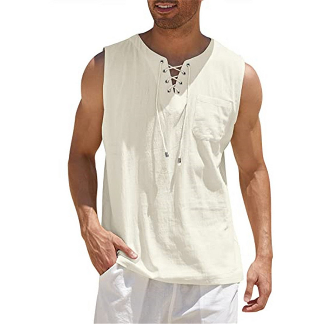 Men's  - Sleeveless Shirt - Casual - Linen - Ideal for Summer