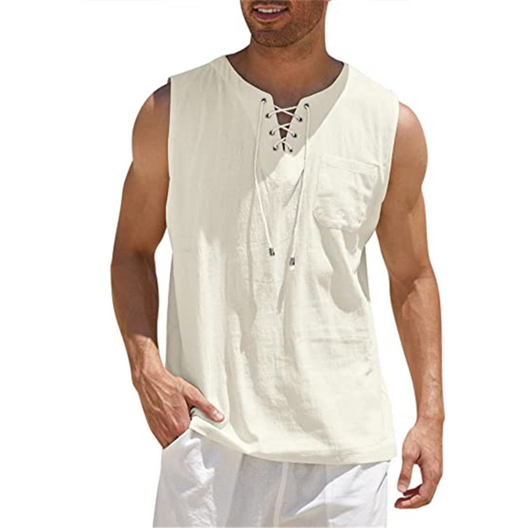 Men's  - Sleeveless Shirt - Casual - Linen - Ideal for Summer