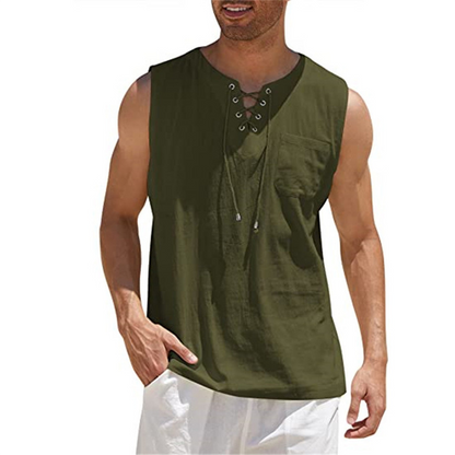 Men's  - Sleeveless Shirt - Casual - Linen - Ideal for Summer