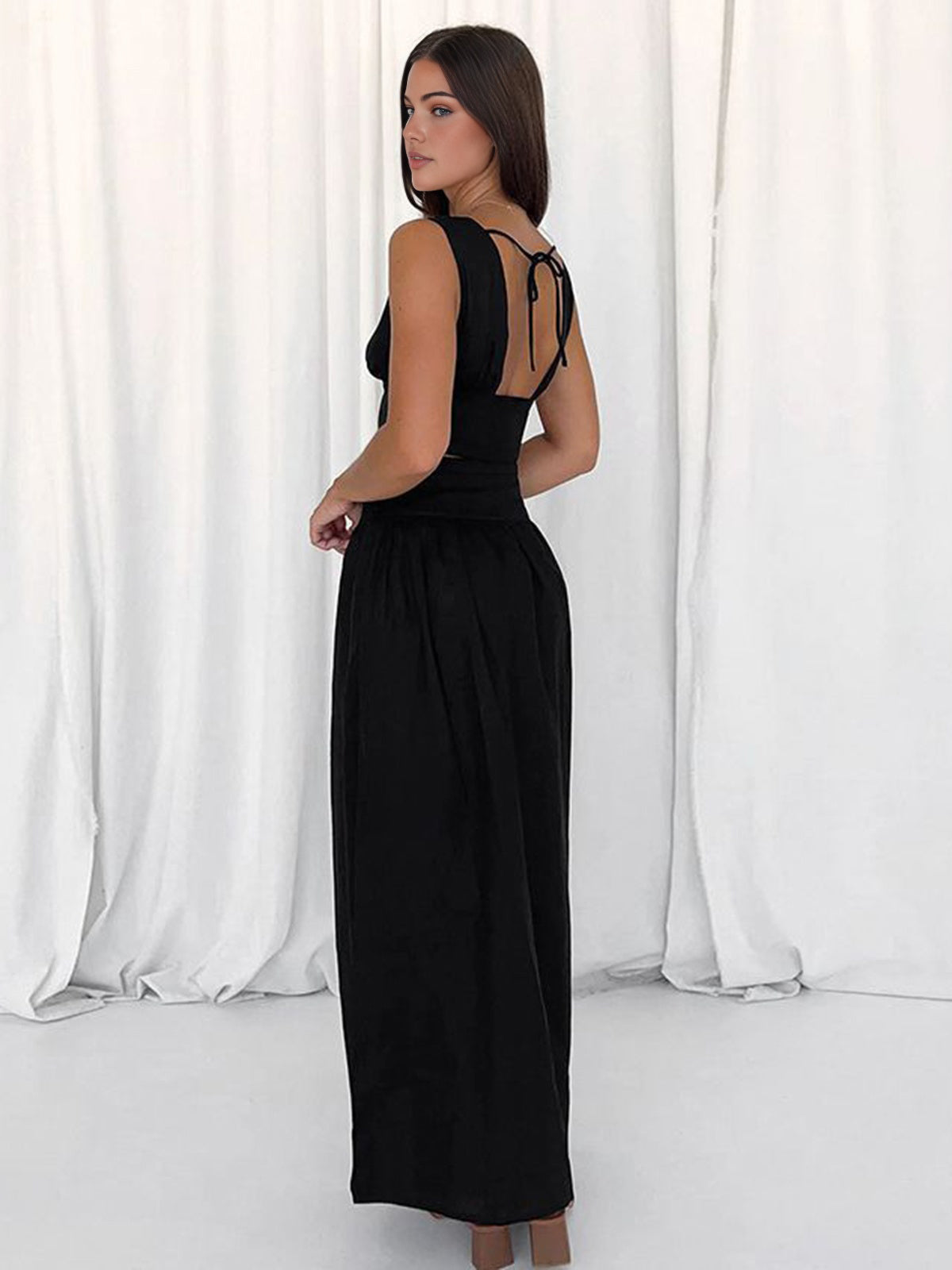 Women's Two-Piece Set Polyester with Bow Tie 2
