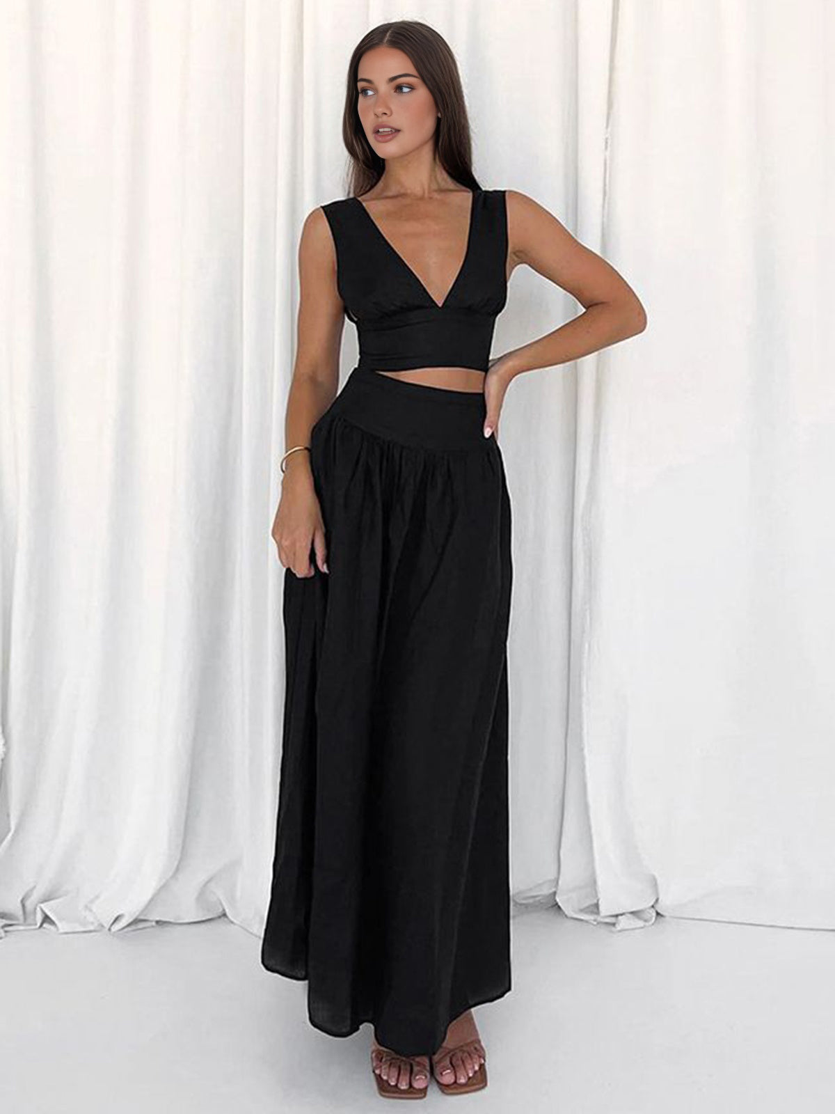 Women's Two-Piece Set Polyester with Bow Tie 1