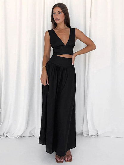 Women's Two-Piece Set Polyester with Bow Tie 1