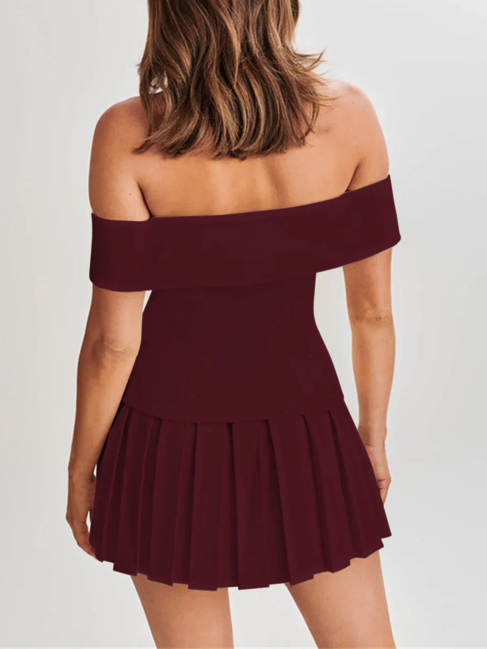 Women's Two Piece Skirt Set Cotton Blend Off-Shoulder Co Ord 4