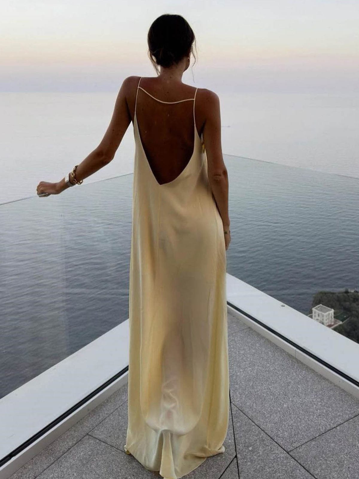 Women's Maxi Dress Satin Elegant Shift Fit 5