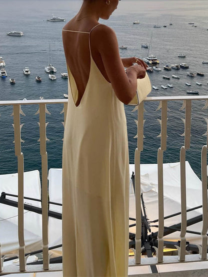Women's Maxi Dress Satin Elegant Shift Fit 1