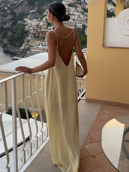 Women's Maxi Dress Satin Elegant Shift Fit 2