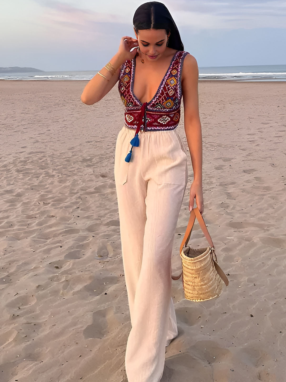 Women's Tank Top Cotton Boho Embroidery 7