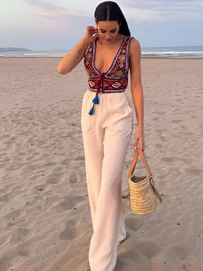 Women's Tank Top Cotton Boho Embroidery 7