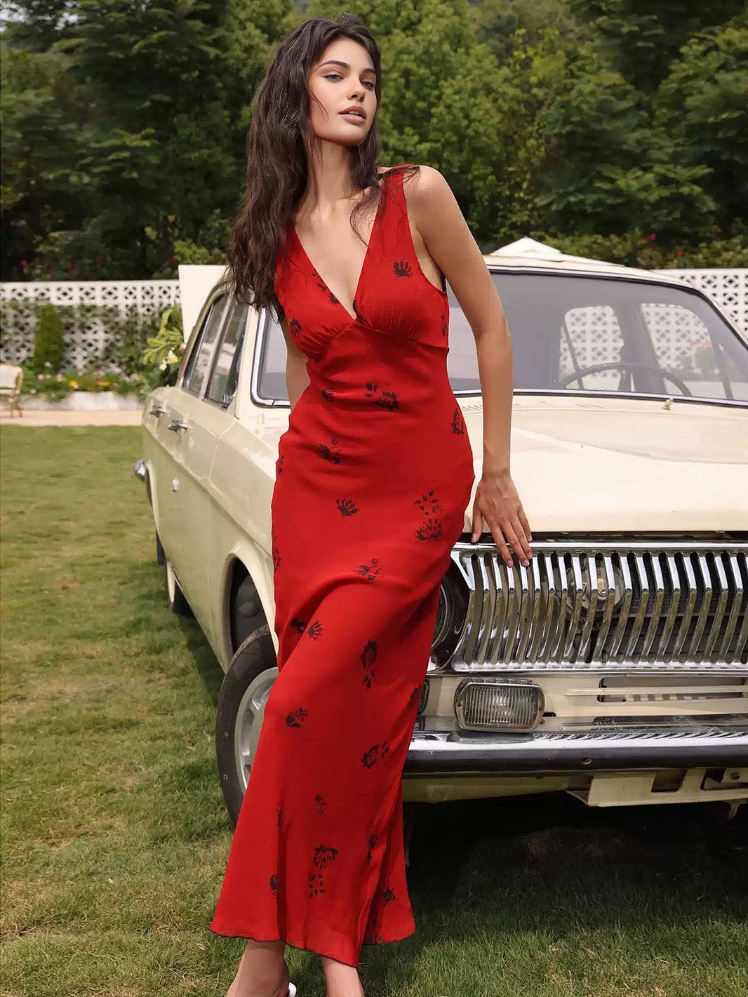 Women's Maxi Dress Polyester - Elegant Red Summer Dress for Formal Events 1