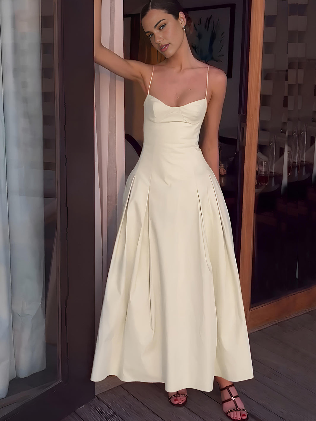 Women's Maxi Dress Polyester Pleated 1