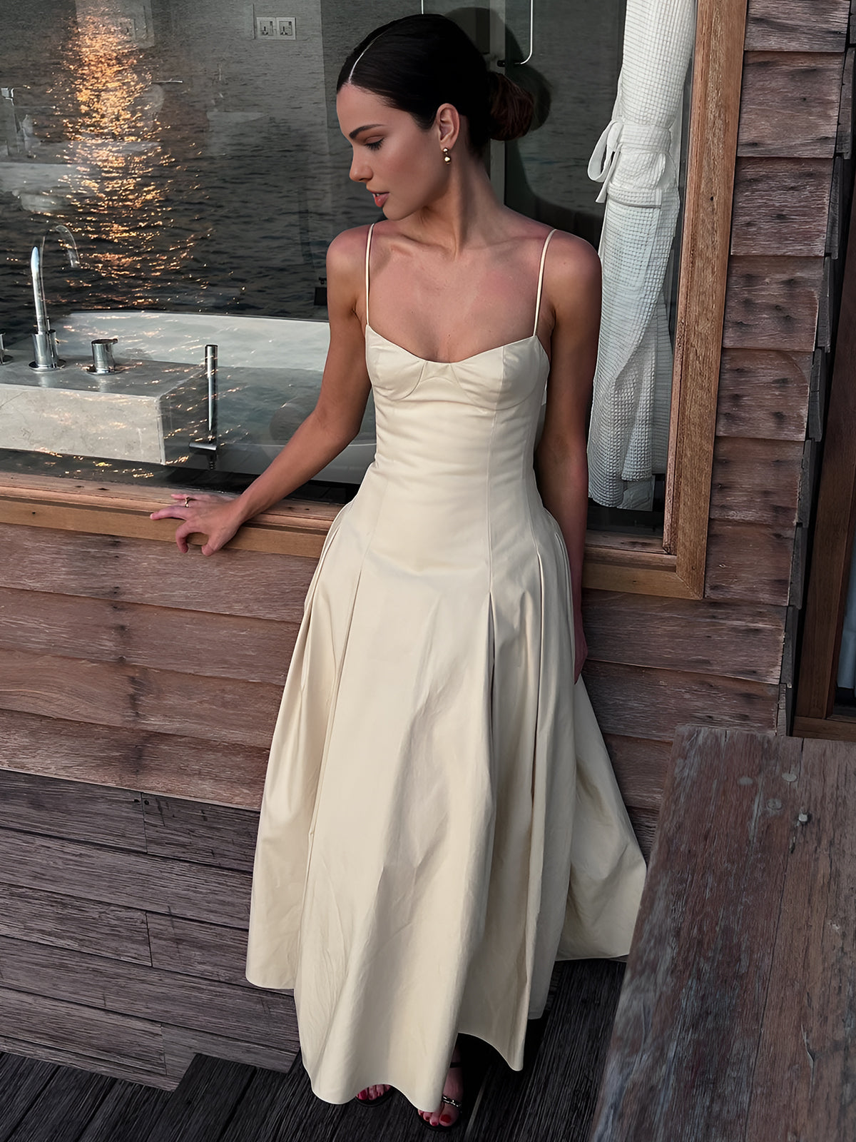 Women's Maxi Dress Polyester Pleated 2