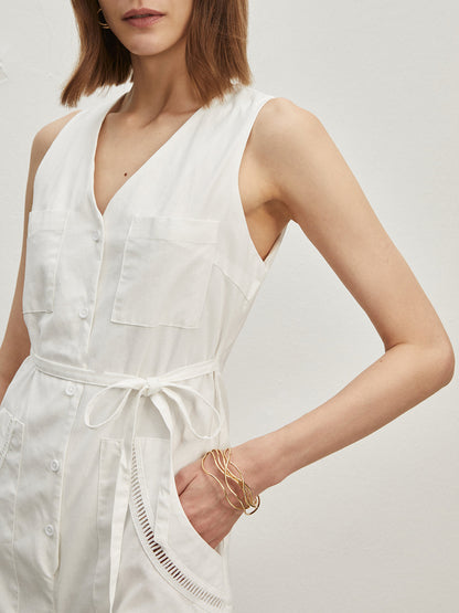 Women's Short Jumpsuit Linen-Cotton Blend 4