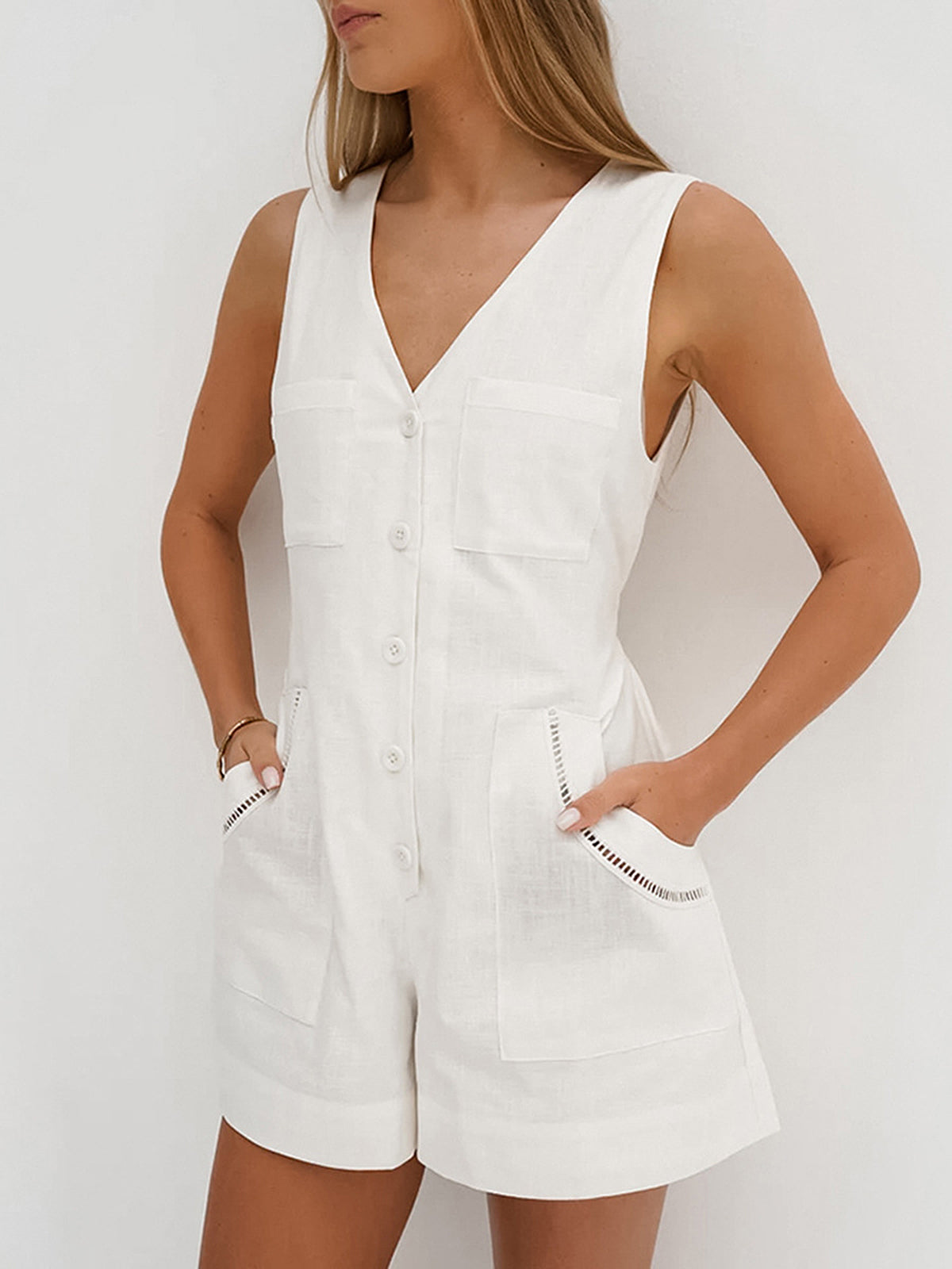 Women's Short Jumpsuit Linen-Cotton Blend 2