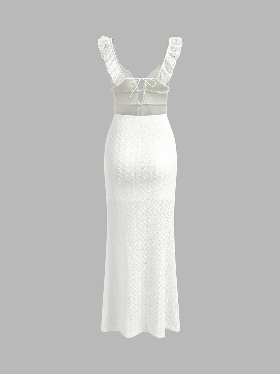 Women's Maxi Dress with Keyhole Neckline and Beaded Detail 11