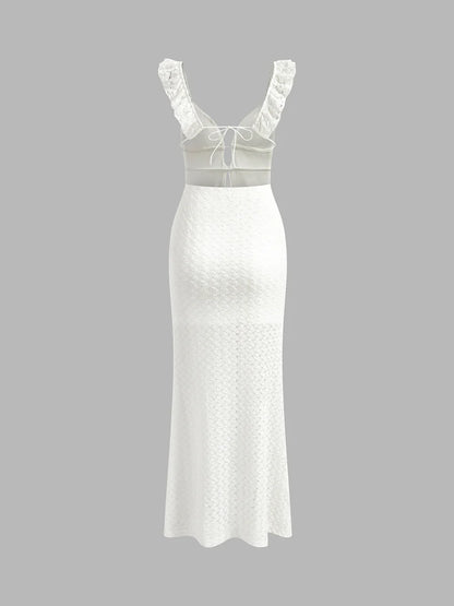Women's Maxi Dress with Keyhole Neckline and Beaded Detail 11