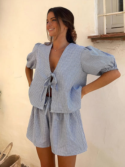 Ladies Summer Pyjamas Cotton Blend with Lace Trim 1