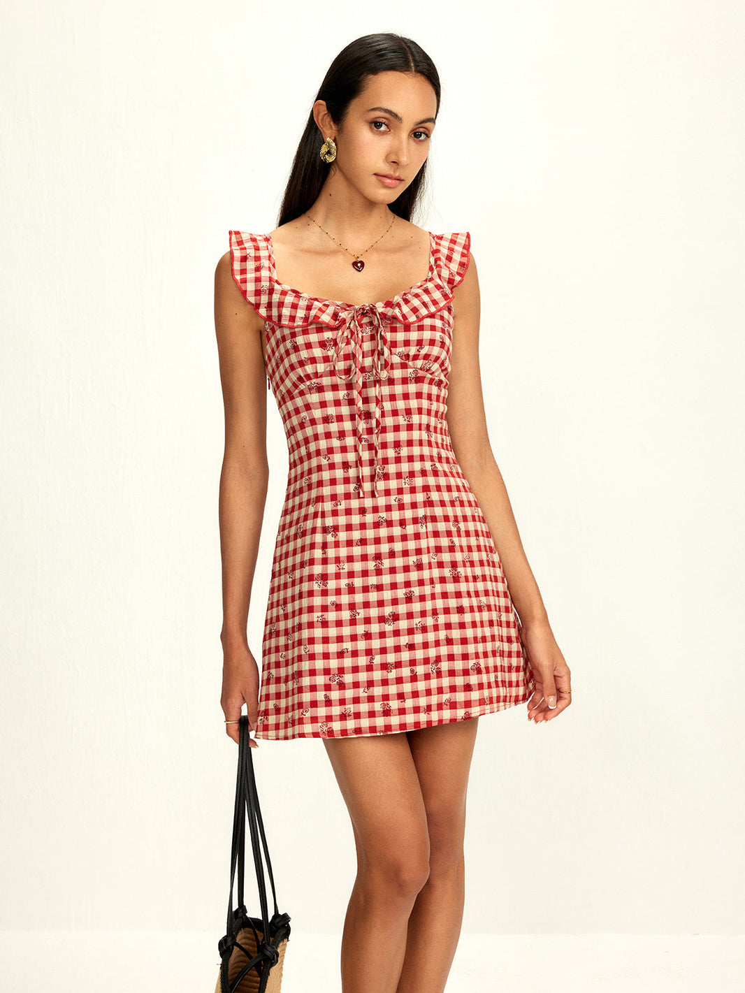 Women's Mini Dress Ruffled Neckline Elegant Fit 1