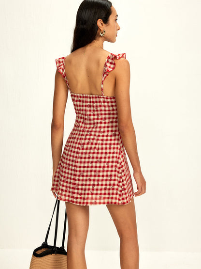 Women's Mini Dress Ruffled Neckline Elegant Fit 4