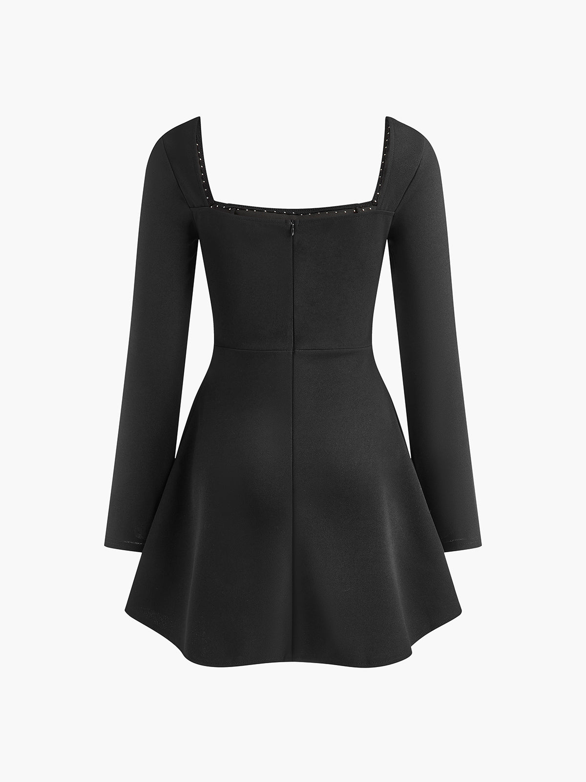 Women's Cocktail Dress with Pearl Embellishments and Elegant Collar 3