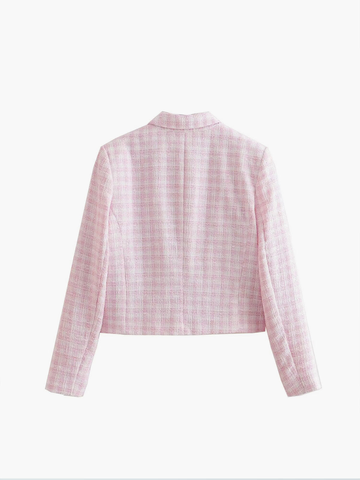 Damen Tweed-Blazer – Polokragen, Figurbetont, Vielseitig - Chicquemoda Rosa / S Chicquemoda Damenblazer Damen Tweed-Blazer – Polokragen, Figurbetont, Vielseitig