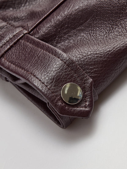 Women's burgundy Leather Jacket– For Fall