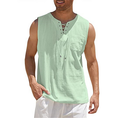 Men's  - Sleeveless Shirt - Casual - Linen - Ideal for Summer