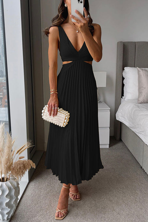 Women's Maxi Dress Polyester V-Neck Pleated for Evening Events 8