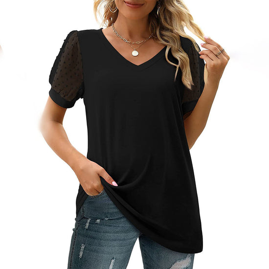 Women's - V-neck Blouse - Casual - Modern Style - Ideal for Summer
