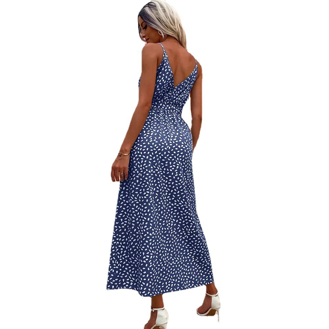 Women's - Dotted Maxi Dress - Casual - Modern Style - Everyday Wear
