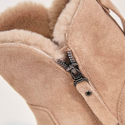 Casual Flat Ankle Boots with Zipper and Vegan Fur for Women | Great for Casual Days