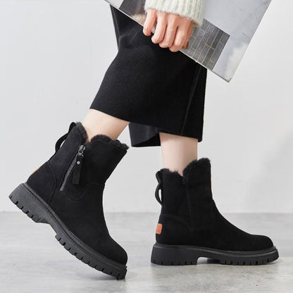 Casual Flat Ankle Boots with Zipper and Vegan Fur for Women | Great for Casual Days