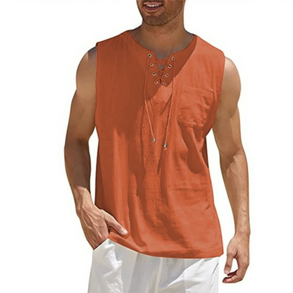 Men's  - Sleeveless Shirt - Casual - Linen - Ideal for Summer