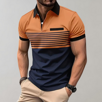 Men's  - Color Block and Stripe Polo Shirt - Casual - Everyday Use