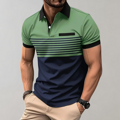 Men's  - Color Block and Stripe Polo Shirt - Casual - Everyday Use