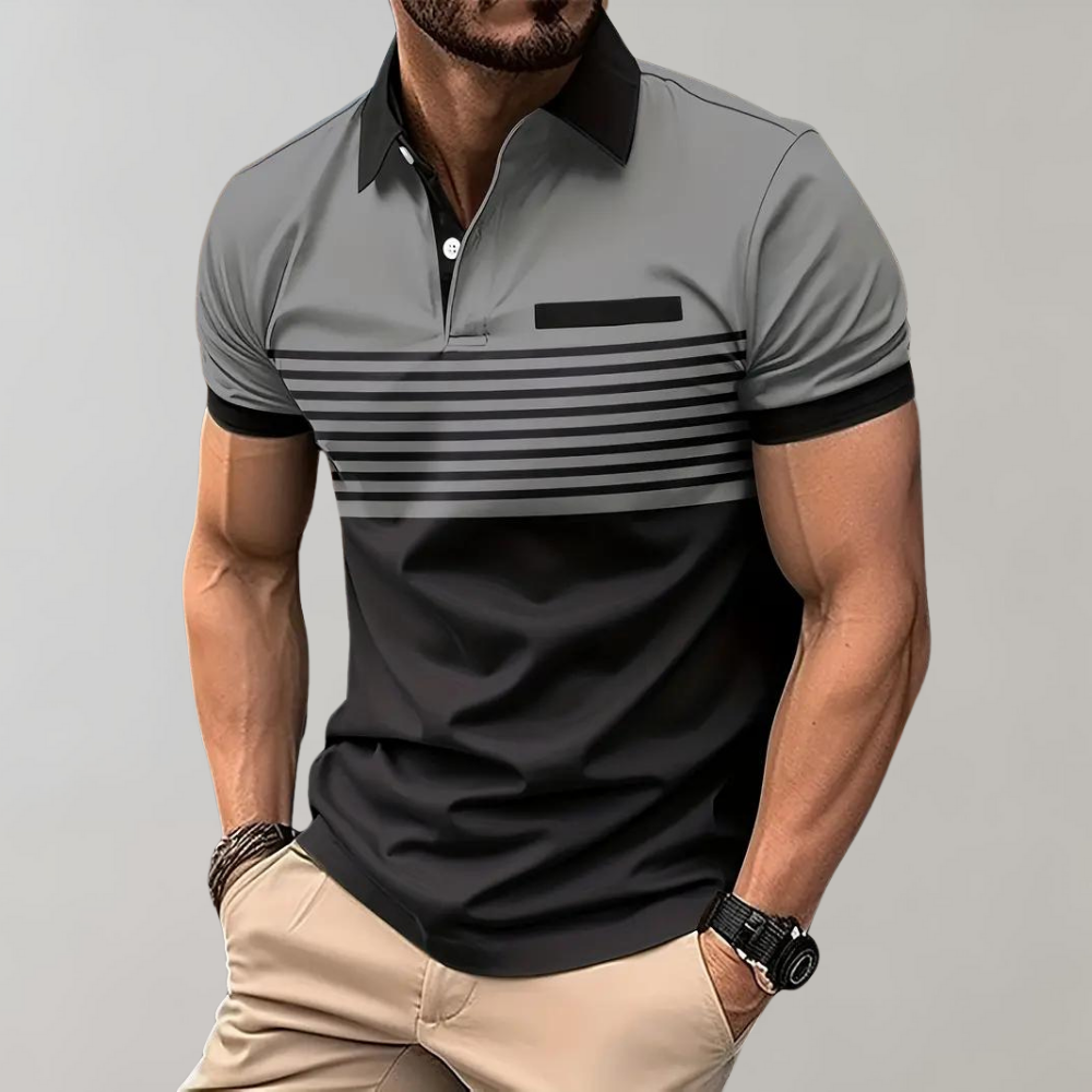 Men's  - Color Block and Stripe Polo Shirt - Casual - Everyday Use