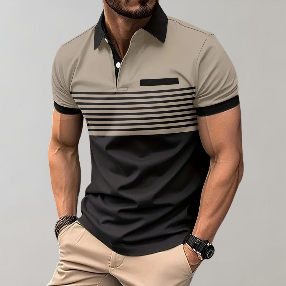 Men's  - Color Block and Stripe Polo Shirt - Casual - Everyday Use