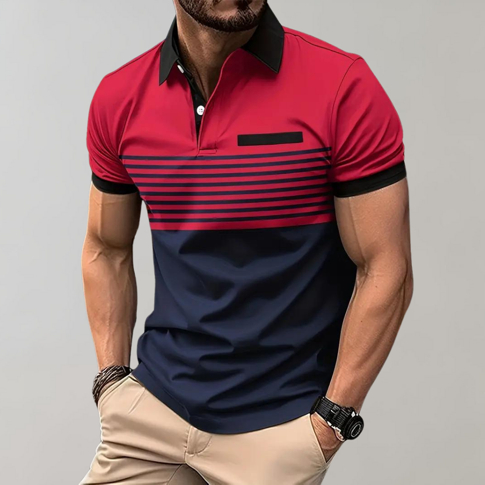 Men's  - Color Block and Stripe Polo Shirt - Casual - Everyday Use
