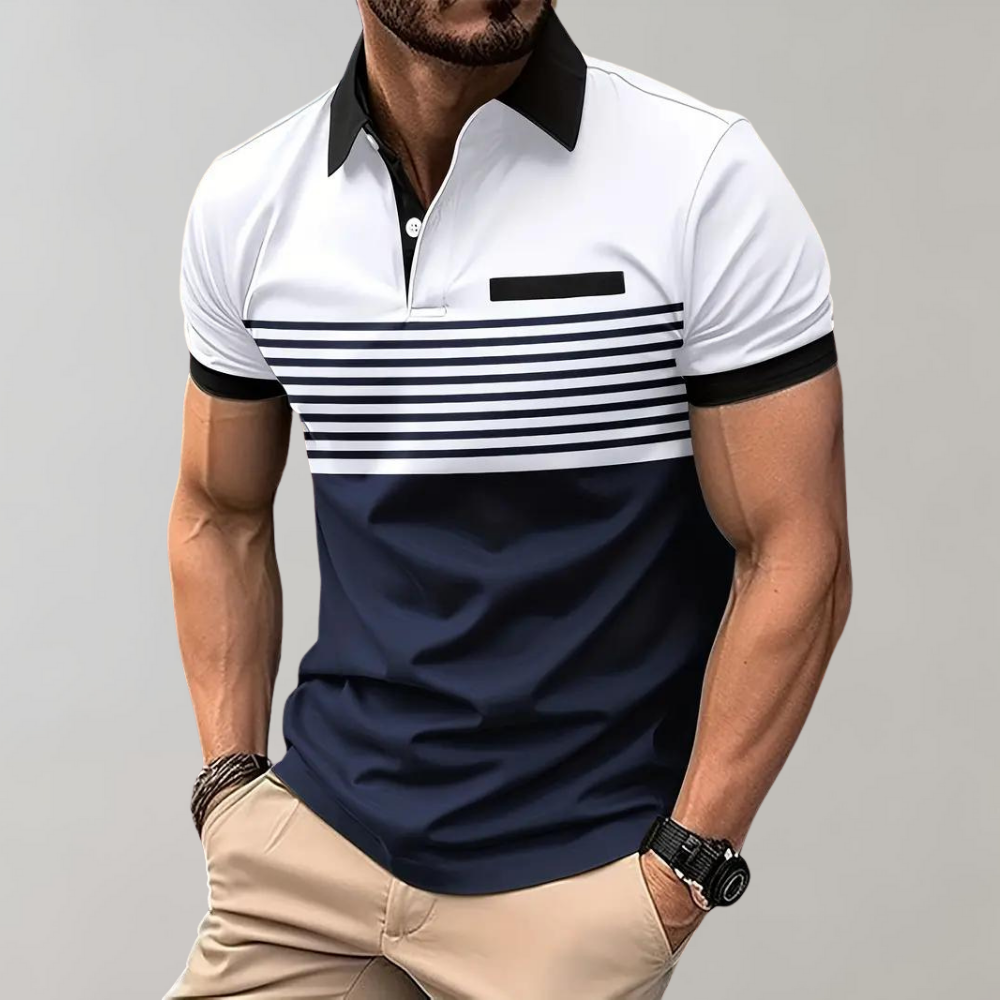 Men's  - Color Block and Stripe Polo Shirt - Casual - Everyday Use