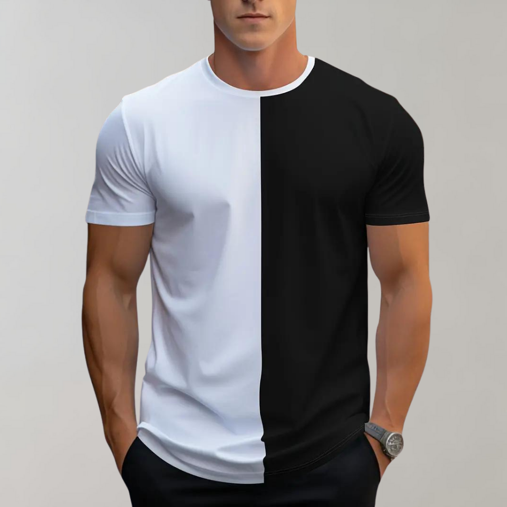 Men's  - T-shirt with Color Block - Casual - Modern Style - Everyday Wear