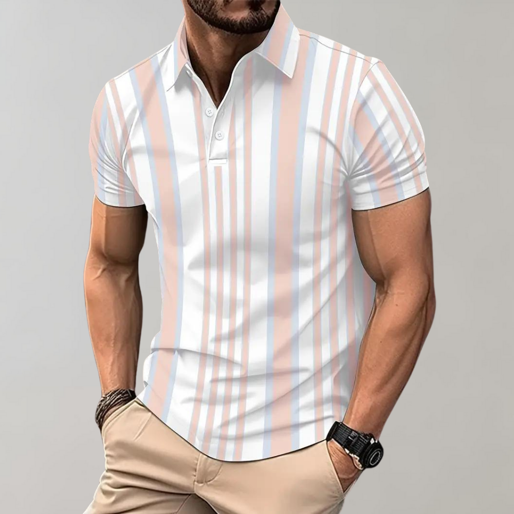 Men's - Striped Polo Shirt - Casual - Modern Style - Ideal for Summer