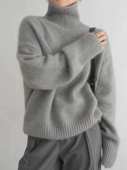 Women’s High Neck Jumper – Cozy Long Sleeve Knit Sweater