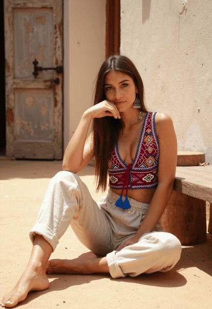 Women's Tank Top Cotton Boho Embroidery 6