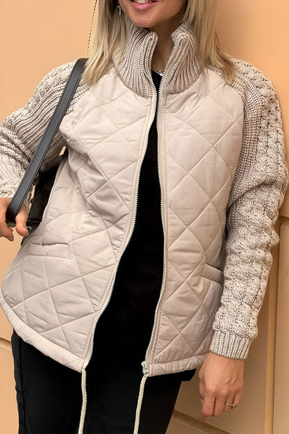 Therese Patchwork Knit Zip Jacket – Stylish and Cozy Knitwear