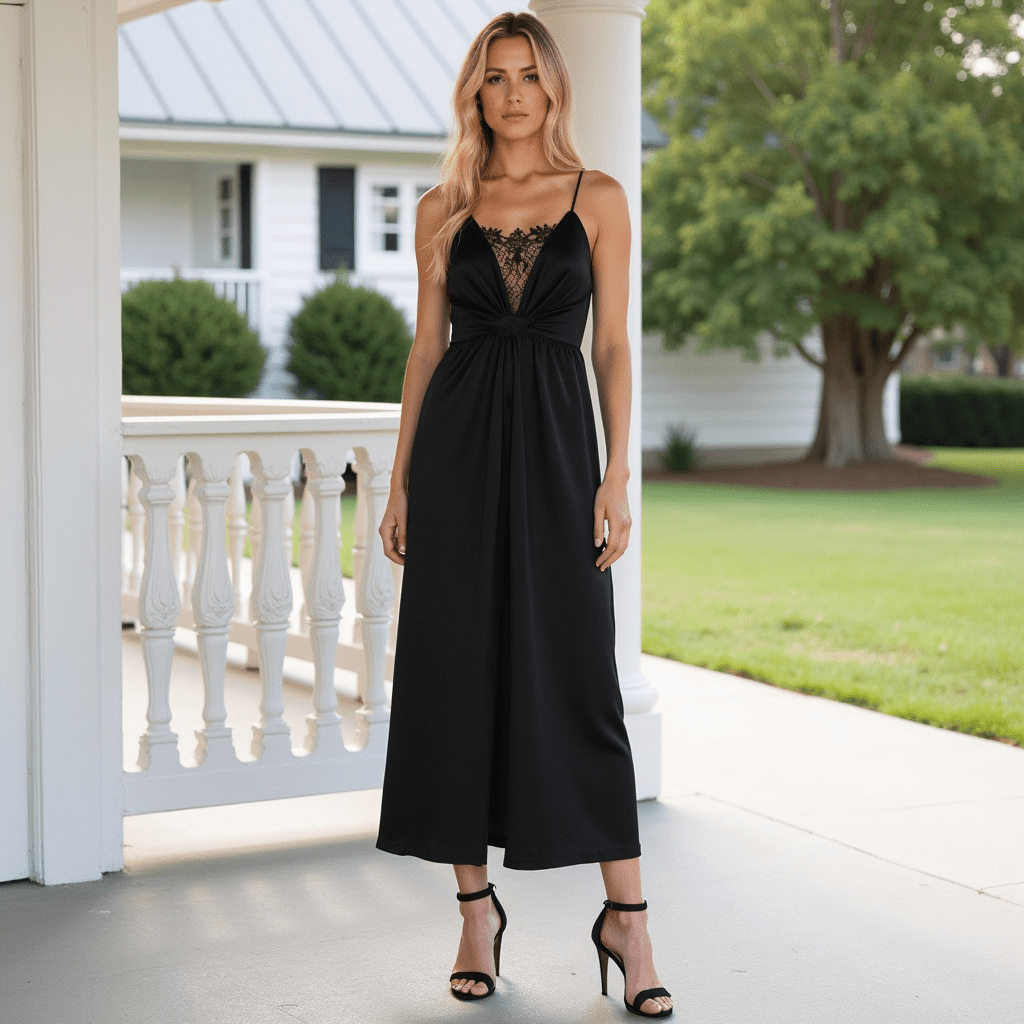 Women's Black Maxi Dress Polyester 3