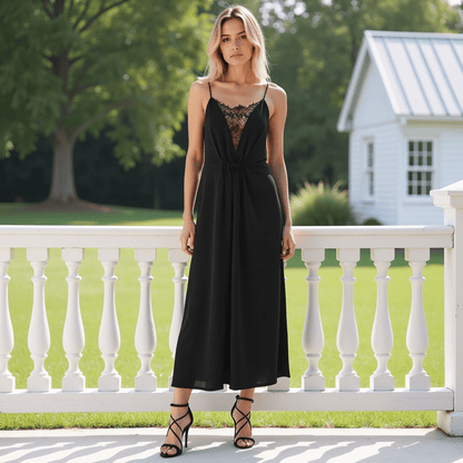 Women's Black Maxi Dress Polyester 4