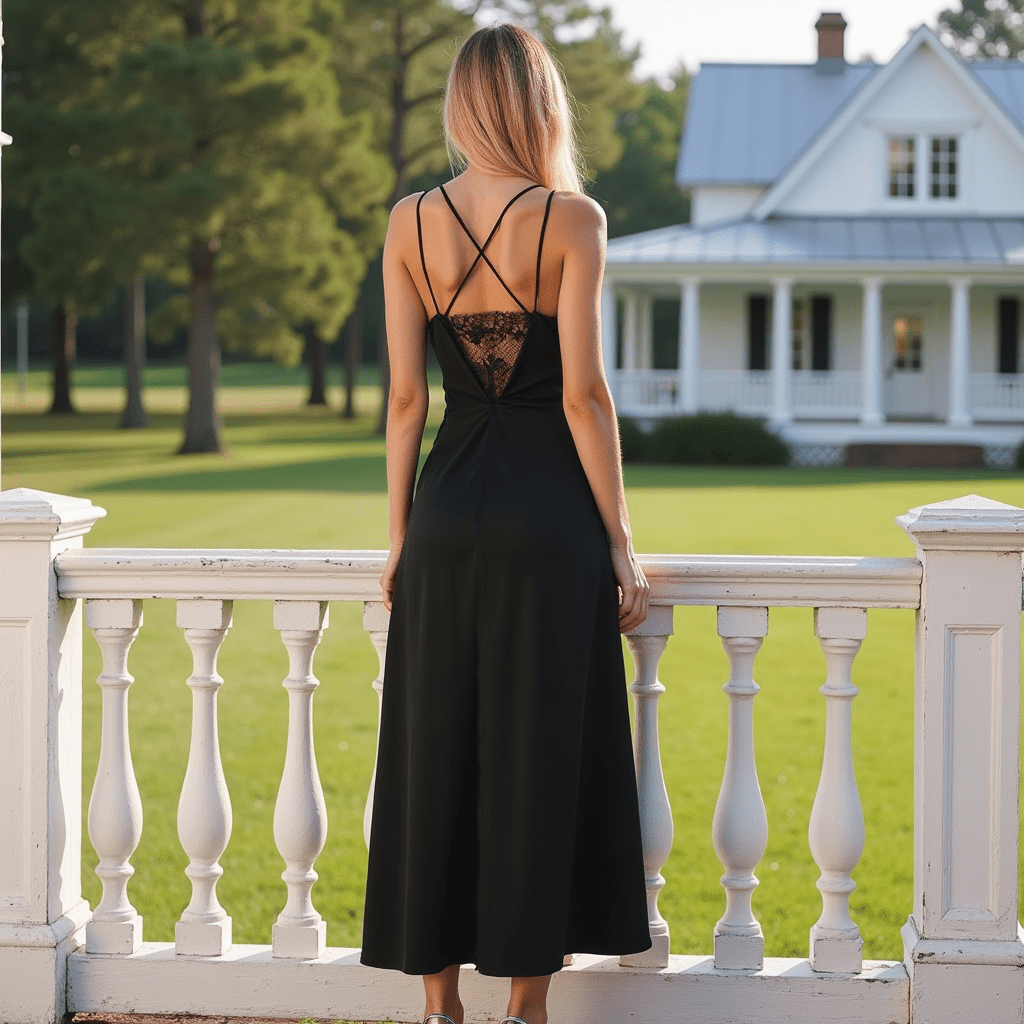 Women's Black Maxi Dress Polyester 5