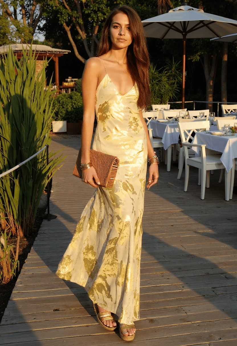 Women's Cocktail Dress Metallic Print 1