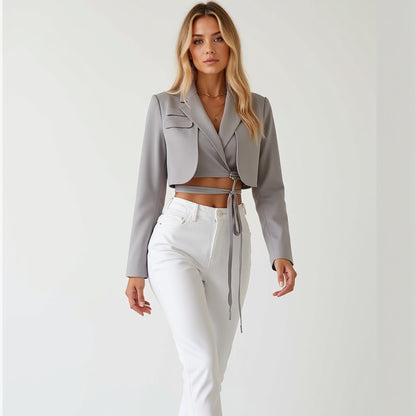 Damen Cropped Blazer – Tailliertes Design, Vielseitig und Elegant für Business & Abendlooks - Chicquemoda Grad / S Chicquemoda Damenblazer Damen Cropped Blazer – Tailliertes Design, Vielseitig und Elegant für Business & Abendlooks