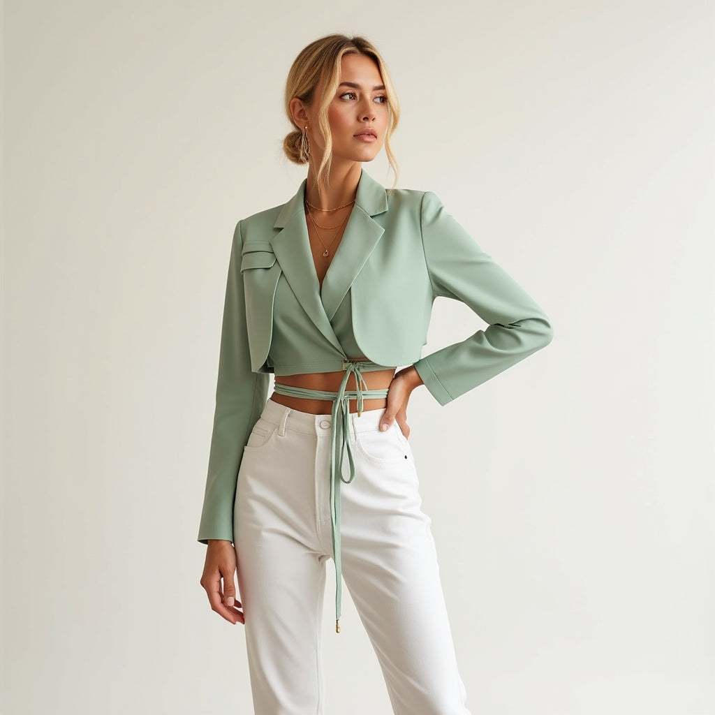 Damen Cropped Blazer – Tailliertes Design, Vielseitig und Elegant für Business & Abendlooks - Chicquemoda Rosa / S Chicquemoda Damenblazer Damen Cropped Blazer – Tailliertes Design, Vielseitig und Elegant für Business & Abendlooks
