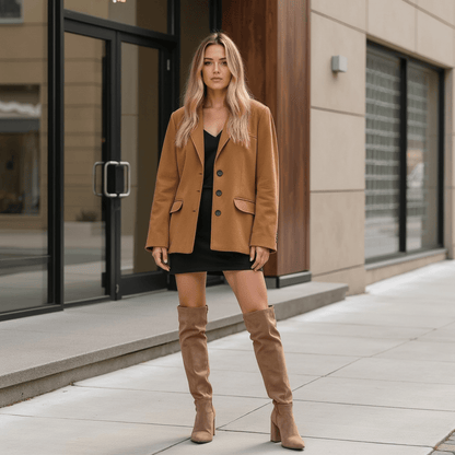 Damen Mantel – Wollmischung Umlegekragen, Tailliert & Elegant © 2025 Chicquemoda-Fotoshoot 5 